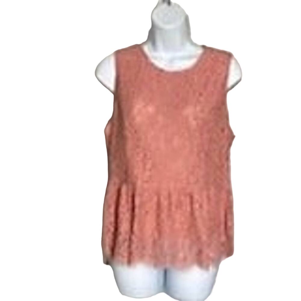 LE3NO Size L Dusty Pink Crochet/Lace Sleeveless Blouse